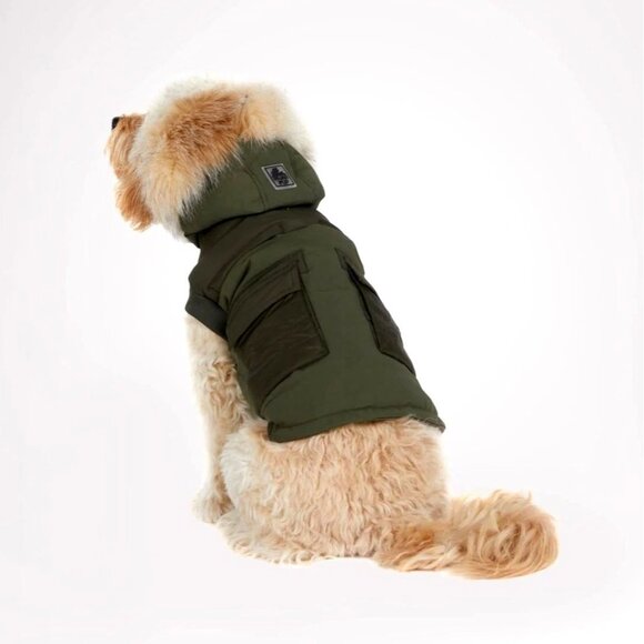 Parjar Pup Other - Parjar Pup Zeus Jacket for Dogs w/Faux Fur Trim Military Green XL NEW